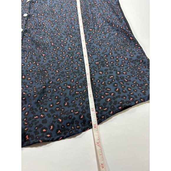 Dolan Anthropologie Marilyn Blouse Top Dark Blue Grey Black Animal Leopard Print - Picture 8 of 11